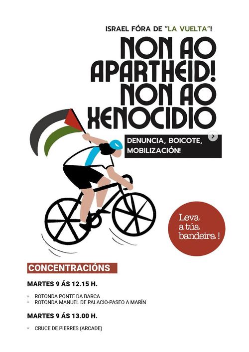 Concentración contra Israel na volta ciclista