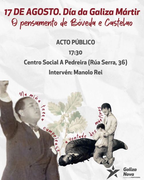 Acto público polo día da Galiza Mártir: "O pensamento de Bóveda e Castelao"