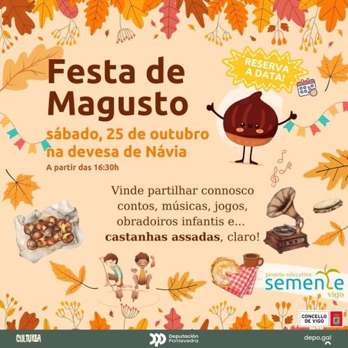Reserva a data! O sábado, dia 25, celebramos o Magusto da Semente Vigo. Com contos, música, castanhas e muitas surpresas! Em Návia, a partir das 16:30h. #magusto #semente #castanhas #música